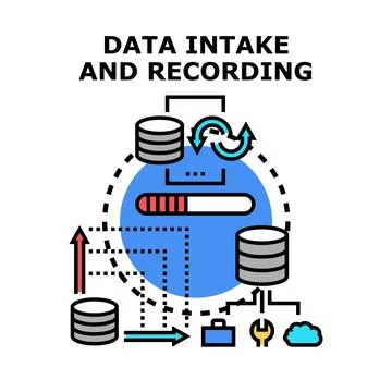 Data intake and recording process vector concept Stock Illustration