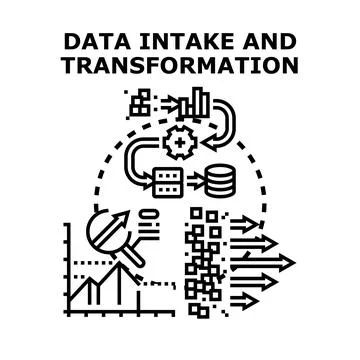 Data intake and transformation process illustration Stock Illustration
