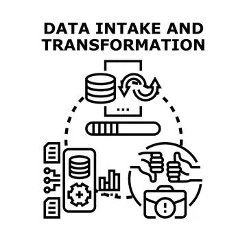 Data intake and transformation process concept illustration Stockillustratie