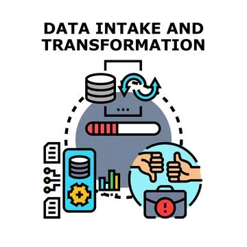 Data intake and transformation process concept illustration Stock Illustration
