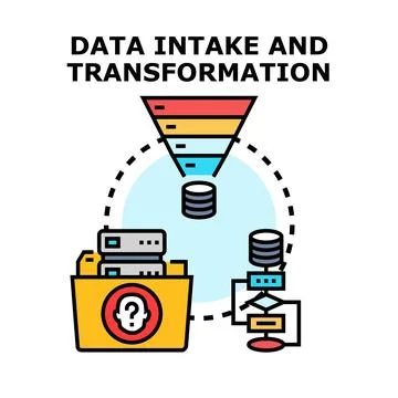 Data intake processing and transformation pipeline concept Stock Illustration