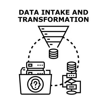 Data intake processing and transformation pipeline concept Stockillustratie