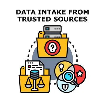 Data intake from trusted sources concept illustration Stock Illustration
