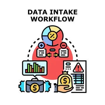 Data intake workflow process for analysis and management Stock Illustration