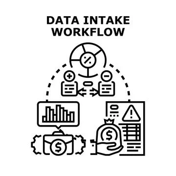 Data intake workflow process for analysis and management Stock Illustration