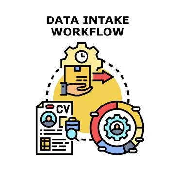 Data intake workflow processing digital information cycle Stock Illustration