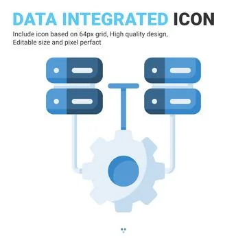 Data integrated icon vector with flat color style isolated on white background Stock Illustration