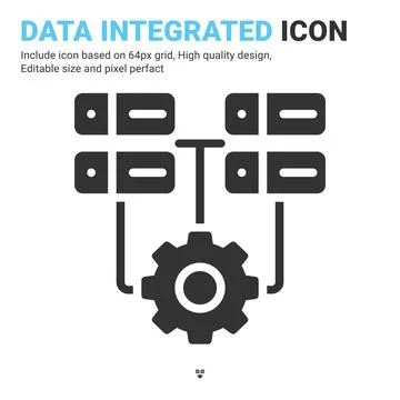 Data integrated icon vector with glyph style isolated on white background Stock Illustration