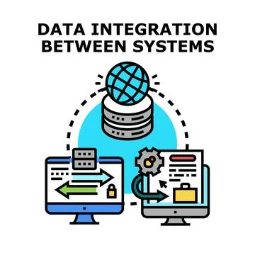 Data integration between systems computer network concept Stockillustratie