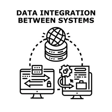 Data integration between systems computer network concept Stock Illustration