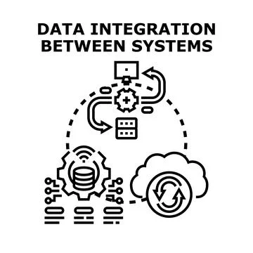 Data integration between systems connecting diverse technologies 库存插图
