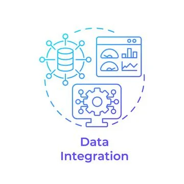 Data integration blue gradient concept icon Stock Illustration