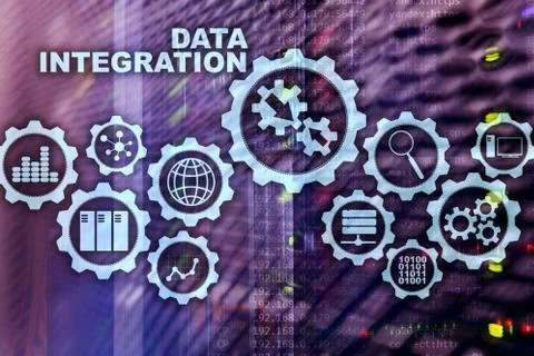 Data integration Business Information Technology Concept on Server Room Stock Photos