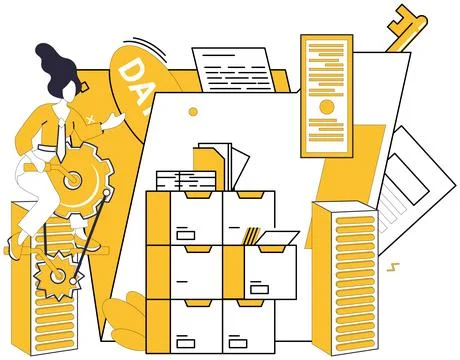 Data integration. Combine data, alchemy, transforms isolated facts into coh.. Illustrazione stock