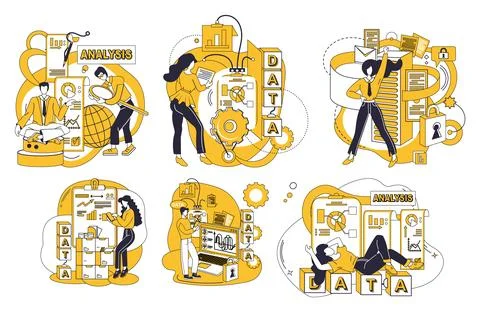 Data integration. Data storage, archive, safeguards treasures born from uni.. Stock Illustration