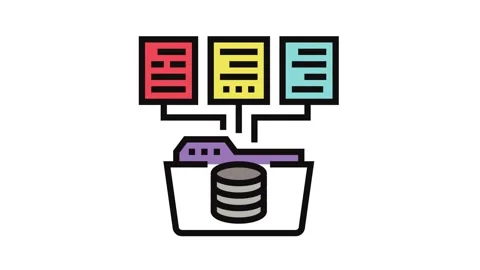 Data integration database color icon animation Stock Footage 326106297