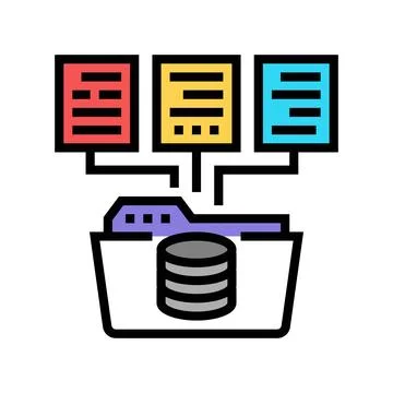 Data integration database color icon vector illustration Stock Illustration
