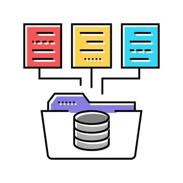 Data integration database color icon vector illustration Stock Illustration
