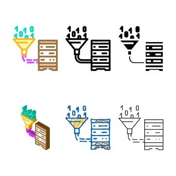Data integration database color types icon vector Stock Illustration
