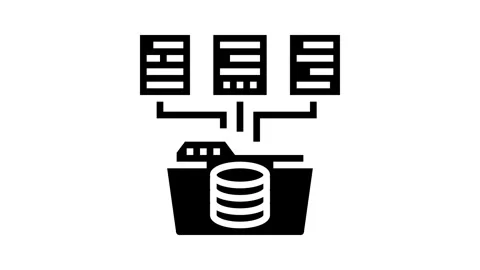 Data integration database glyph icon animation Stockbeeldmateriaal 326153133