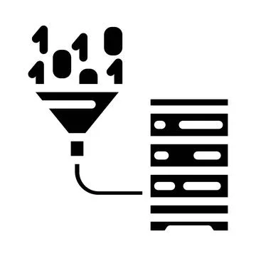 Data integration database glyph icon vector illustration Stock Illustration