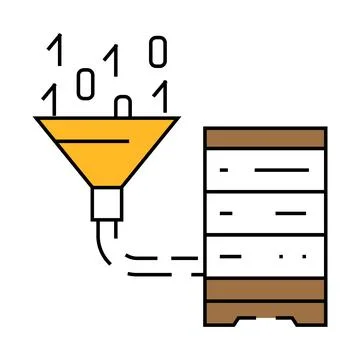 Data integration database icon color illustration Stock Illustration