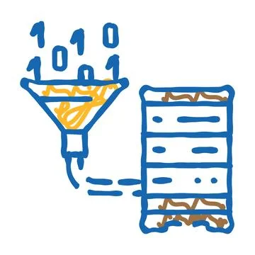 Data integration database icon doodle illustration Stock Illustration