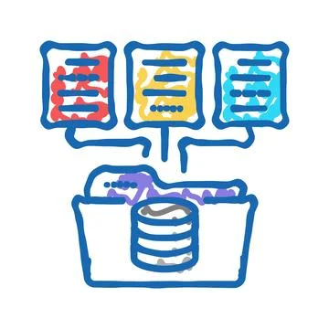 Data integration database icon doodle illustration Stock Illustration