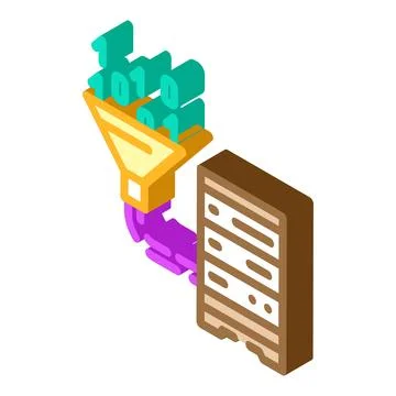 Data integration database isometric icon vector illustration Illustrazione stock