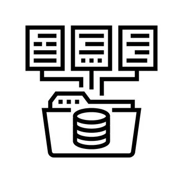 Data integration database line icon vector illustration Stock Illustration