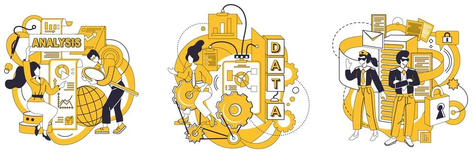 Data integration. Database, reservoir, stores collective wisdom born from d.. 스톡 일러스트