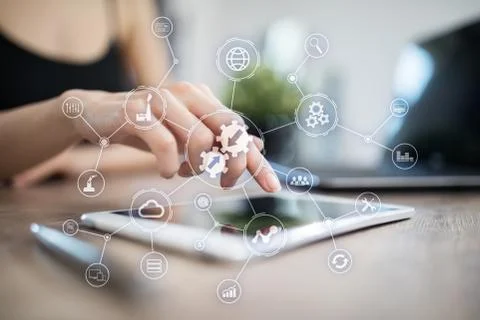 Data integration diagram and process automation business internet technology Stock Photos