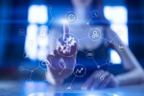 Data integration diagram and process automation business internet technology Stock Photos