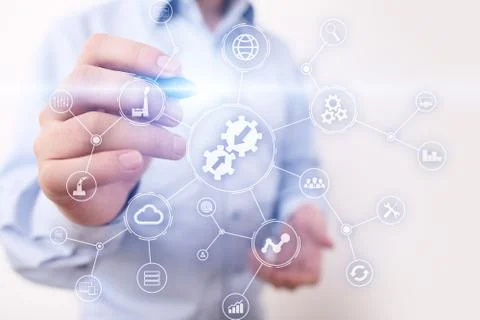 Data integration diagram and process automation business internet technology Stock Photos