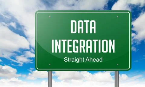 Data Integration on Green Highway Signpost Stock Illustration