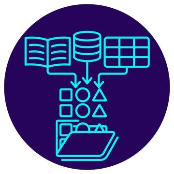 Data Integration Icon. Minimalistic neon outline Illustrazione stock