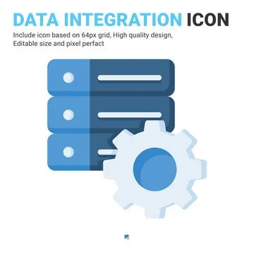 Data integration icon vector with flat color style isolated on white backgroud Stock Illustration