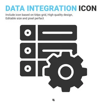 Data integration icon vector with outline style isolated on white background Stock Illustration