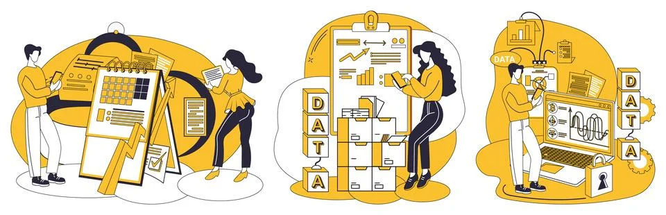 Data integration. Information, connective tissue, binds disparate threads i.. Stock Illustration