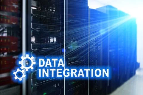 Data integration information technology concept on server room background. Stock Illustration