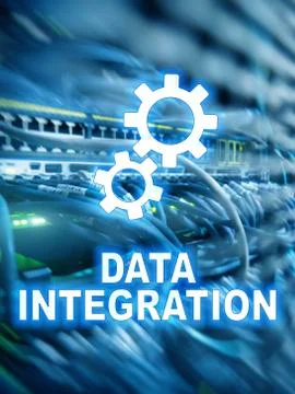Data integration information technology concept on server room background. Stock Photos