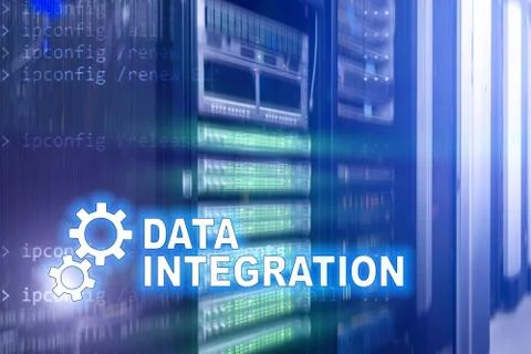 Data integration information technology concept on server room background Stock Photos