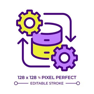Data integration line color icon Stock Illustration