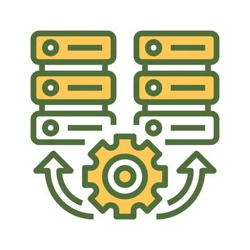 Data Integration Line Icon, Outline Symbol for System Connectivity, Informa.. Illustrazione stock