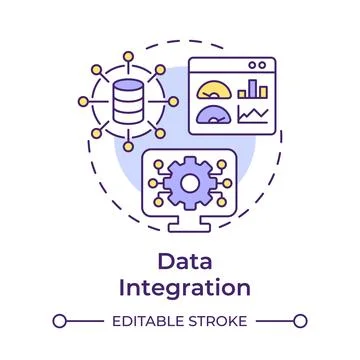 Data integration multi color concept icon Stock Illustration