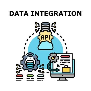 Data integration process with api and cloud infrastructure Stock Illustration