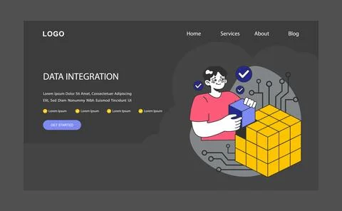 Data Integration. Seamless incorporation of data elements into a cohesive Stock Illustration
