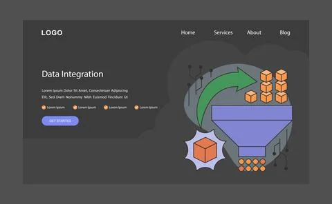 Data Integration. Streamlining diverse data sources into a unified system Stock Illustration