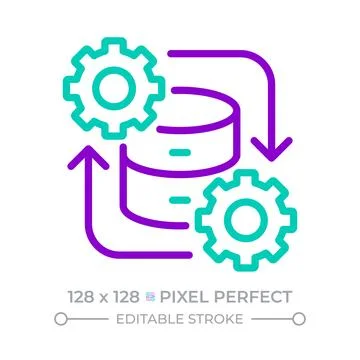Data integration two color line icon Stock Illustration