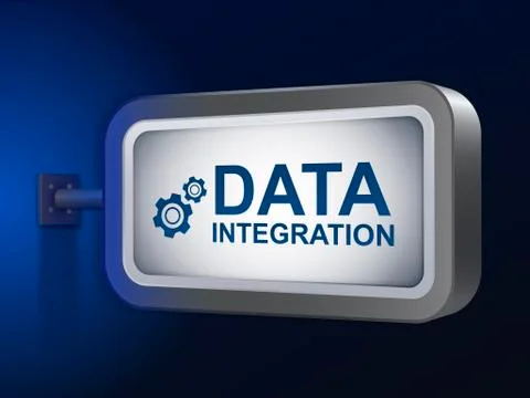 Data integration words on billboard Illustrazione stock